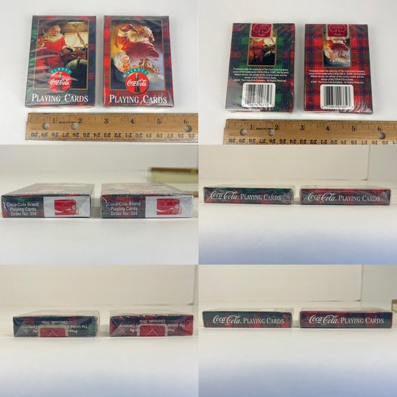 Vtg 1997 Coca Cola Santa Christmas Hinged Tin with 2 Sealed Decks Playing Cards - Picture 9 of 10